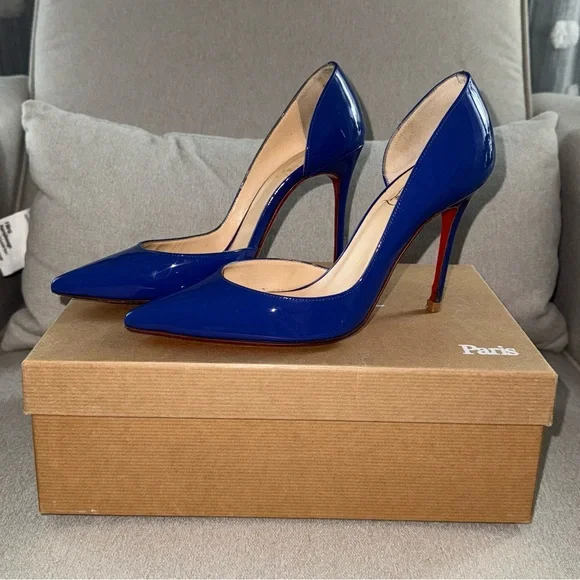 Christian Louboutin Iriza 100mm Pervenche Patent Pumps - Picture 3 of 10